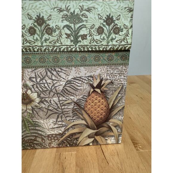 Punch Studio Keepsake Chest Box With Jungle Floral Fruit Design 14”X9”X9.5” - Picture 2 of 9